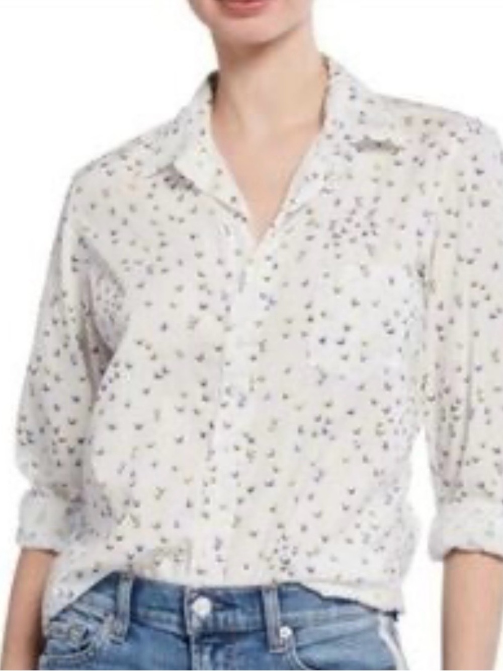 Frank & Eileen Silvie White Button-Down Shirt Cotton Butterfly Small